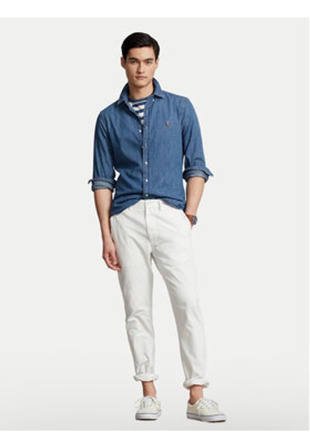 Polo Ralph Lauren Koszula Core Replen 710548539 Granatowy Slim Fit. Typ kołnierza: polo. Kolor: niebieski. Materiał: bawełna