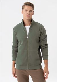 Volcano - Bluza ze stójką B-GULF. Okazja: na co dzień. Typ kołnierza: kołnierzyk stójkowy. Kolor: brązowy. Materiał: skóra, bawełna, materiał. Styl: casual #1