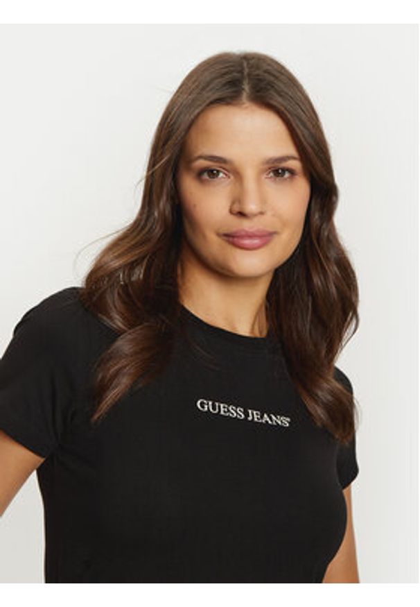 Guess Jeans T-Shirt W4YI01 J1314 Czarny Regular Fit. Kolor: czarny. Materiał: bawełna