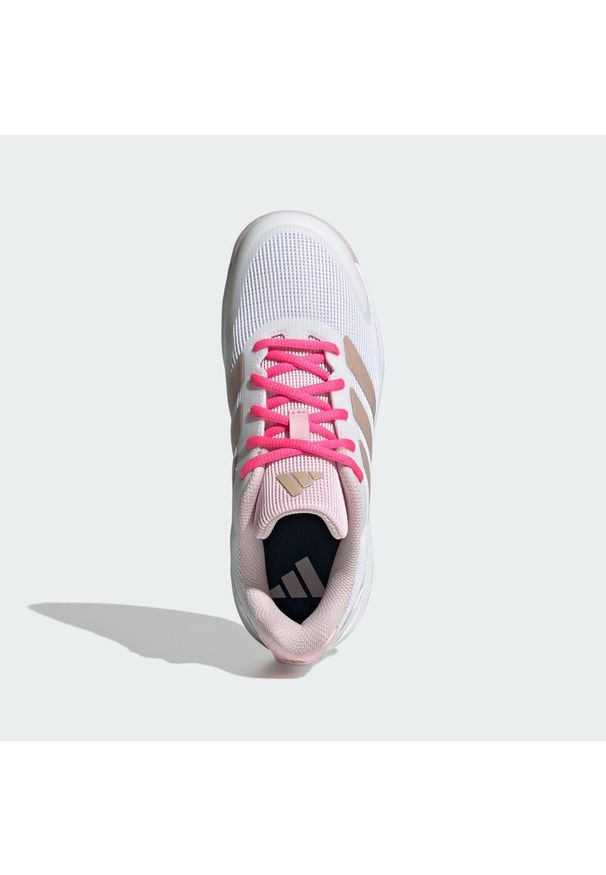 Adidas - Buty Ubersonic Tennis Kids. Kolor: biały, szary, różowy, wielokolorowy. Materiał: materiał. Sport: tenis
