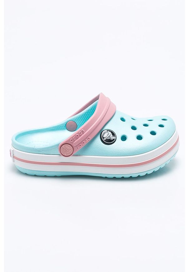 Crocs - Klapki dziecięce. Nosek buta: okrągły. Kolor: niebieski. Materiał: syntetyk, materiał, guma. Wzór: gładki