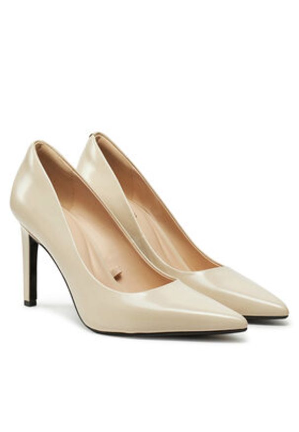Calvin Klein Szpilki Heel Pump 90 - Brush L HW0HW02263 Beżowy. Kolor: beżowy. Materiał: skóra. Obcas: na szpilce