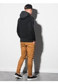 Ombre Clothing - Bluza męska z kapturem B1155 - czarna - XXL. Typ kołnierza: kaptur. Kolor: czarny. Materiał: dresówka, bawełna, jeans, dzianina, poliester