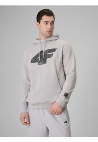 4f - 4F Bluza dresowa regular z kapturem męska - szara 3XL. Okazja: na co dzień, na spacer. Typ kołnierza: kaptur. Kolor: szary. Materiał: dresówka. Styl: casual, sportowy #1