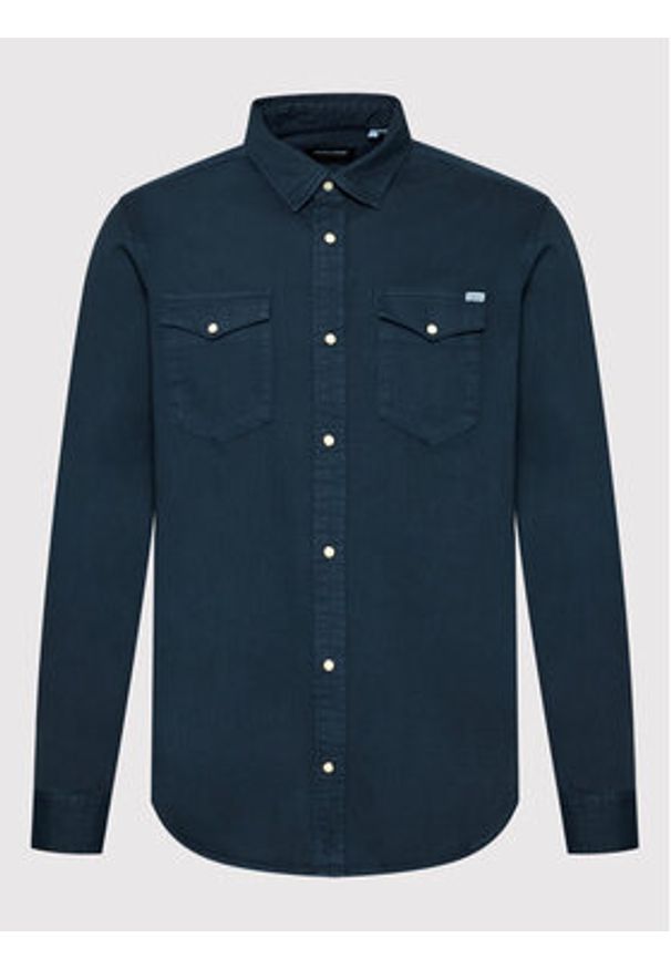 Jack & Jones - Jack&Jones Koszula Sheridan 12138115 Granatowy Slim Fit. Kolor: niebieski. Materiał: bawełna