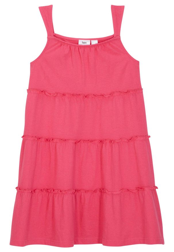 bonprix - Sukienka na ramiączkach z czystej bawełny organicznej. Kolor: różowy. Materiał: bawełna. Długość rękawa: na ramiączkach. Sezon: lato