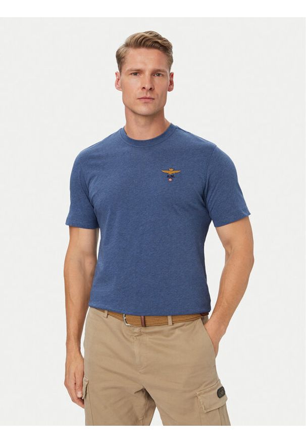Aeronautica Militare T-Shirt 262TS1580UJ00372 Niebieski Regular Fit. Kolor: niebieski. Materiał: bawełna