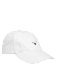 GANT - Biała czapka z logo. Kolor: biały. Materiał: bawełna. Styl: sportowy, elegancki #1