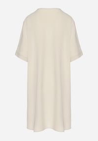 Born2be - Jasnobeżowa Sukienka Pudełkowa z Guzikami i Ozdobnymi Haftami Jenivanea. Okazja: na co dzień. Typ kołnierza: dekolt w serek. Kolor: beżowy. Materiał: skóra. Długość rękawa: długi rękaw. Wzór: haft. Styl: elegancki, casual #7