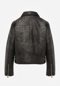 Renee - Ciemnoszara Kurtka o Kroju Ramoneski z Paskiem ze Sprzączką i Kieszeniami Milvila. Okazja: na co dzień. Kolor: szary. Materiał: jeans. Styl: rockowy, casual, klasyczny, elegancki #4