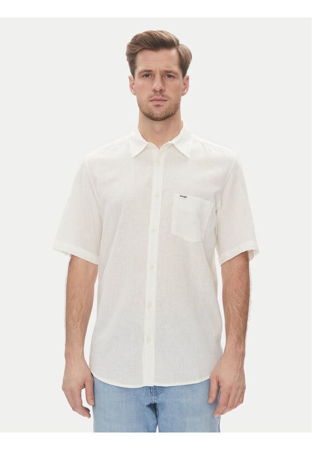 Wrangler Koszula 1 Pkt 112362728 Biały Regular Fit. Kolor: biały. Materiał: bawełna