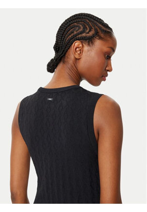 Armani Exchange Sukienka dzianinowa 8NYA9A YMH6Z 1200 Czarny Slim Fit. Kolor: czarny. Materiał: syntetyk