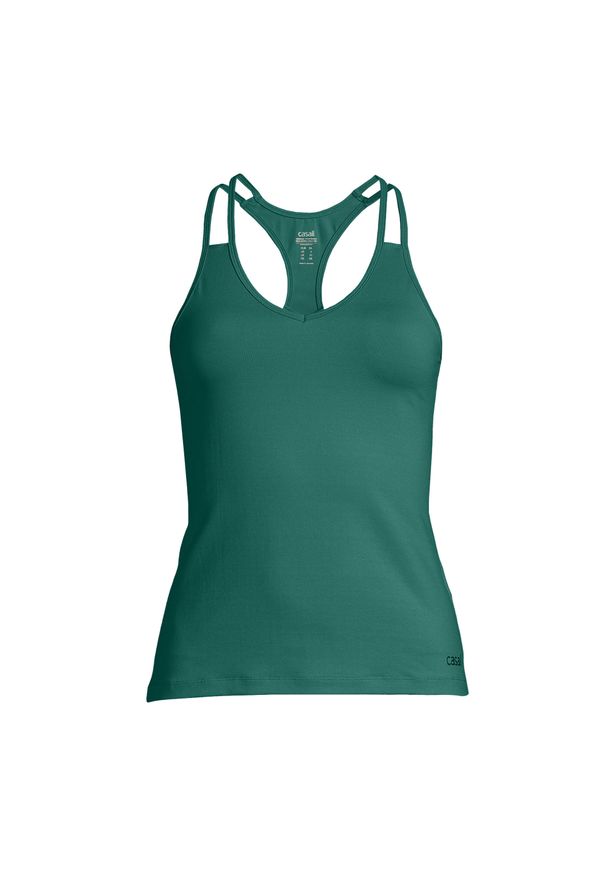CASALL - Tank top treningowy damski Casall V-Neck Racerback. Kolor: zielony. Sport: joga i pilates