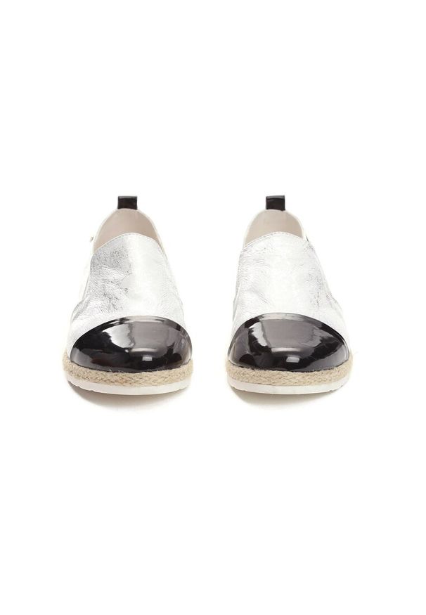 Born2be - Białe Espadryle Phia. Kolor: biały. Materiał: skóra, lakier