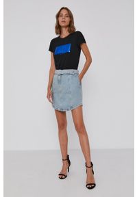 Armani Exchange Spódnica jeansowa mini prosta. Okazja: na co dzień. Kolor: niebieski. Materiał: jeans. Styl: casual #3