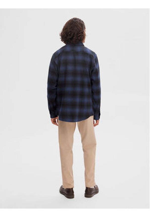 Selected Homme Koszula 16091358 Granatowy Slim Fit. Kolor: niebieski. Materiał: bawełna