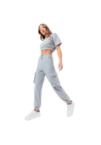 Hype - Spodnie sportowe damskie Justhype Sweat Crop T-Shirt-Cargo Joggers. Kolor: szary. Materiał: bawełna, poliester. Długość: długie