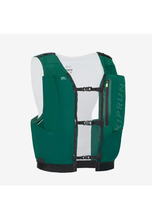 KIPRUN - Kamizelka do biegania w terenie unisex Kiprun 900 Race 5 l na softflaski. Kolor: zielony. Materiał: poliester, tkanina, poliamid, elastan, materiał. Sport: bieganie