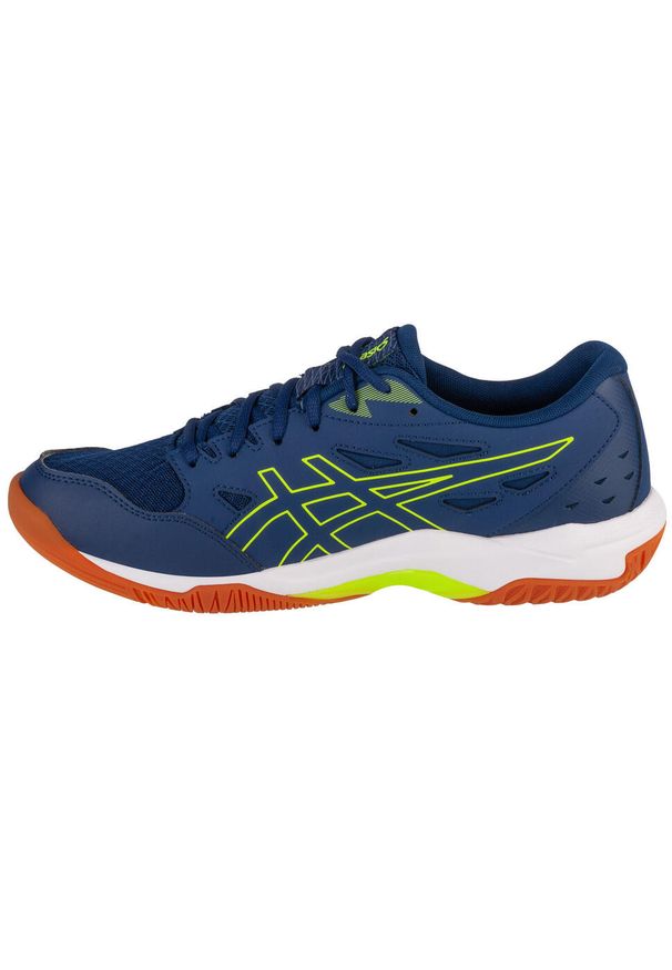 Buty do siatkówki męskie Asics Gel-rocket 11. Zapięcie: sznurówki. Kolor: pomarańczowy, żółty, zielony, niebieski, wielokolorowy. Materiał: materiał. Szerokość cholewki: normalna. Sport: siatkówka
