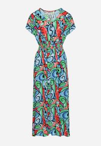 Born2be - Niebieska Bawełniana Sukienka z Abstrakcyjnym Wzorem Emilisse. Okazja: na co dzień. Kolor: niebieski. Materiał: bawełna. Styl: casual, klasyczny #6