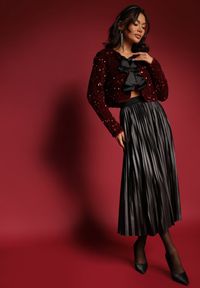 Renee - Czarna Plisowana Spódnica Rozkloszowana z Gumką w Talii Noriri. Okazja: na co dzień. Kolor: czarny. Styl: klasyczny, elegancki, casual #5