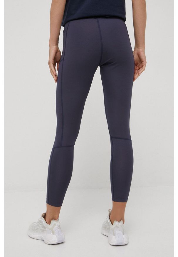 Jack Wolfskin legginsy sportowe Hike Lite damskie kolor granatowy gładkie. Kolor: niebieski. Materiał: skóra, dzianina, materiał, włókno. Wzór: gładki. Styl: sportowy