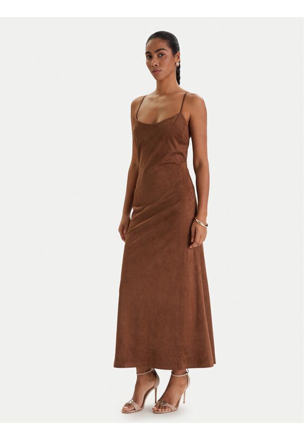 BARDOT - Bardot Sukienka z imitacji skóry Nadira 59194DB3 Brązowy Slim Fit. Kolor: brązowy. Materiał: skóra