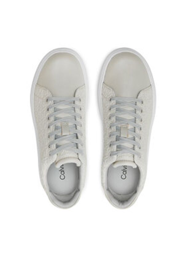 Calvin Klein Sneakersy Cupsole Lace Up Saff Mono HW0HW02103 Beżowy. Kolor: beżowy. Materiał: skóra