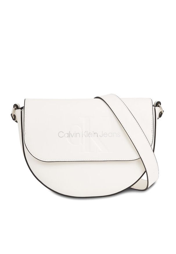 Calvin Klein Jeans Torebka Sculpted Saddle Bag22 Mono K60K611223 Biały. Kolor: biały. Materiał: skórzane