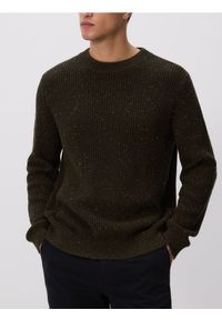 Reserved - Strukturalny sweter z bawełny - zielony. Kolor: zielony. Materiał: bawełna #1