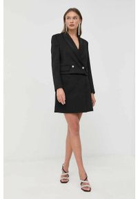 BOSS marynarka wełniana kolor czarny dwurzędowa gładka. Okazja: na co dzień. Kolor: czarny. Materiał: wełna. Wzór: gładki. Styl: casual, klasyczny #5