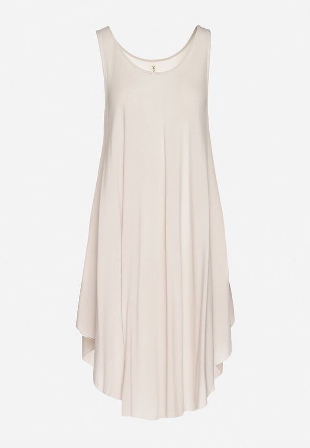 Born2be - Jasnobeżowa Rozkloszowana Sukienka z Bawełny Tesaxelle. Okazja: na spotkanie biznesowe, na co dzień. Kolor: beżowy. Materiał: bawełna. Typ sukienki: proste. Styl: elegancki, biznesowy, casual