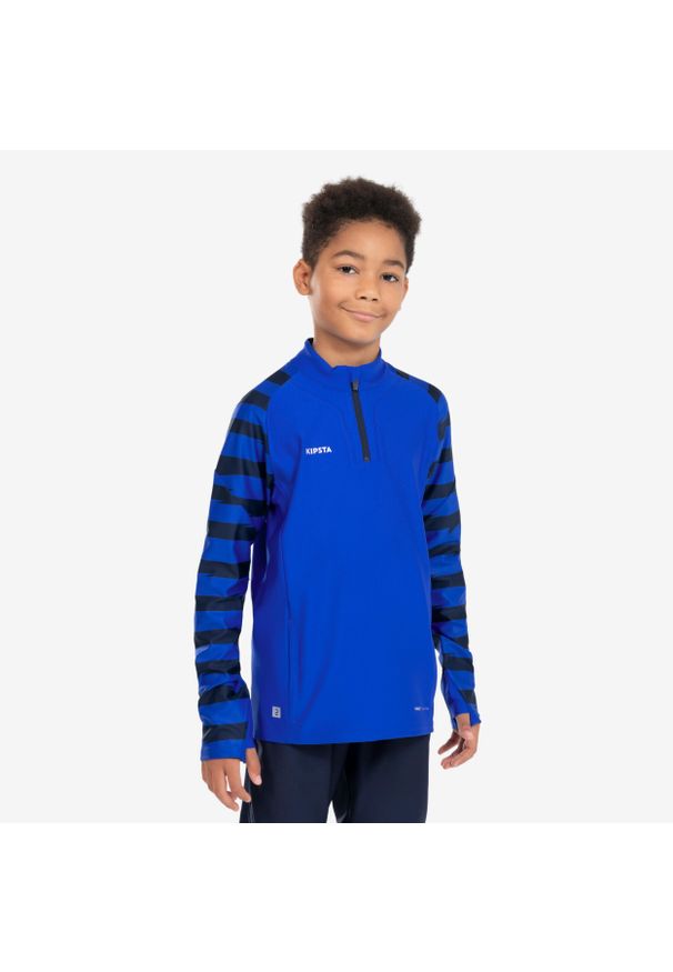 KIPSTA - Bluza piłkarska dla dzieci Kipsta Viralto Kids na krótki suwak. Materiał: materiał, elastan, poliester. Długość: krótkie. Sport: piłka nożna