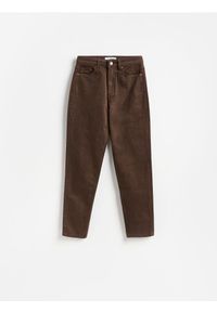 Reserved - Jeansy mom fit slim z dłuższą nogawką - dark grey jeans. Długość: długie