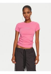 Juicy Couture T-Shirt Dot Ruched JCWCT24311 Różowy Slim Fit. Kolor: różowy