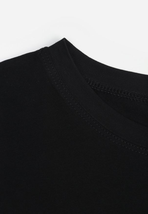 Renee - Czarny Casualowy Bawełniany T-shirt Rivali. Okazja: na co dzień. Kolor: czarny. Materiał: bawełna. Styl: casual