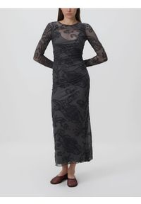 Reserved - Sukienka z ozdobnym wzorem - ciemnoszary. Kolor: szary. Materiał: dzianina #1