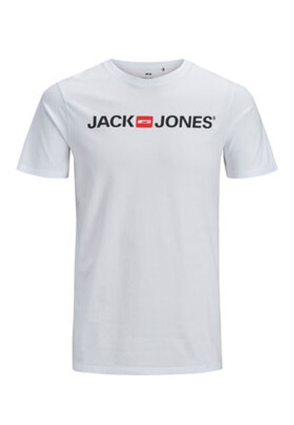 Jack & Jones T-Shirt Corp Logo 12137126 Biały Slim Fit. Kolor: biały. Materiał: bawełna