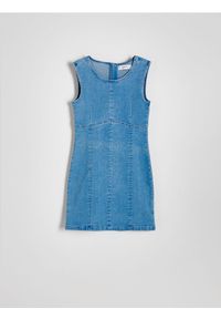 Reserved - Jeansowa sukienka mini - niebieski. Kolor: niebieski. Materiał: jeans. Długość: mini
