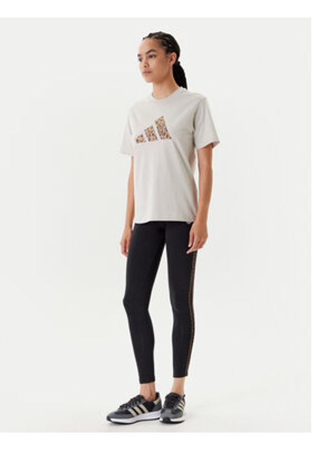 Adidas - adidas T-Shirt Animal Graphic JM4423 Beżowy Regular Fit. Kolor: beżowy. Materiał: bawełna