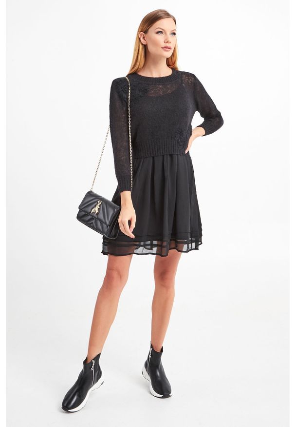 TwinSet - SUKIENKA TWINSET. Długość rękawa: na ramiączkach. Wzór: kwiaty. Typ sukienki: rozkloszowane. Styl: elegancki. Długość: mini