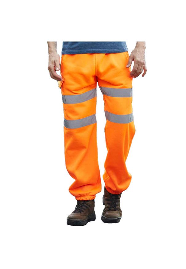 YOKO - Męskie Wodoodporne Spodnie Dresowe HiVis. Kolor: pomarańczowy. Materiał: dresówka