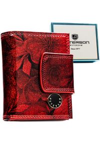 Elegancki, czerwony portfel damski ze skóry naturalnej i ekologicznej zamykany na zatrzask i bigiel PTN PS329-FDS Peterson. Kolor: czerwony #1