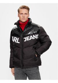 Karl Lagerfeld Jeans - KARL LAGERFELD Kurtka puchowa Klj Logo Puffer Jacket 236D1551 Czarny Regular Fit. Typ kołnierza: dekolt w karo. Kolor: czarny. Materiał: puch, syntetyk #1