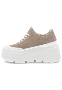 Beżowe Sneakersy Armodo Modne Obuwie Damskie Na Platformie. Okazja: na co dzień. Kolor: beżowy. Materiał: zamsz, materiał, welur. Szerokość cholewki: normalna. Obcas: na platformie. Styl: elegancki, casual #7