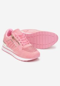 Renee - Różowe Sneakersy Myrrenia. Nosek buta: okrągły. Zapięcie: sznurówki. Kolor: różowy. Materiał: zamsz. Szerokość cholewki: normalna. Obcas: na płaskiej podeszwie #2