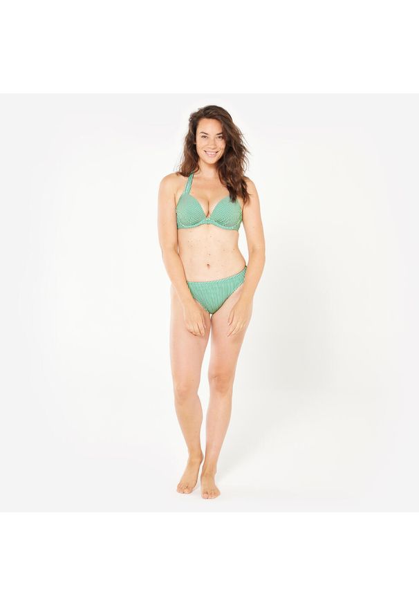 OLAIAN - Góra kostiumu kąpielowego surfingowego damska Olaian Elena. Kolor: zielony. Materiał: poliester, materiał, elastan, tkanina