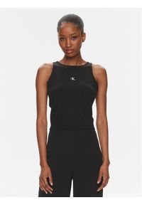 Calvin Klein Jeans Top Archival J20J223107 Czarny Slim Fit. Kolor: czarny. Materiał: syntetyk, wiskoza