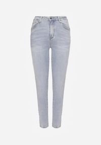 Renee - Jasnoniebieskie Jeansy z Bawełną Skinny Push Up Yastebia. Okazja: na co dzień. Stan: podwyższony. Kolor: niebieski. Wzór: aplikacja. Styl: elegancki, casual #2