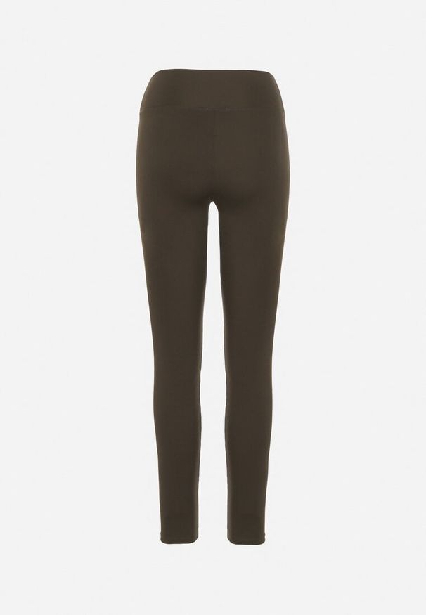 Born2be - Ciemnozielone Klasyczne Legginsy z Regularnym Stanem Ralindia. Okazja: na spacer. Kolor: zielony. Materiał: zamsz. Długość: długie. Styl: klasyczny
